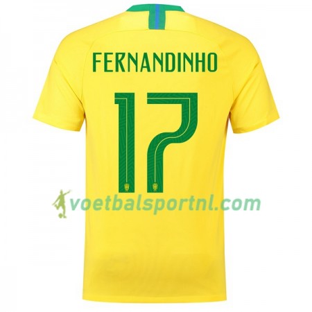 Brazilië Fernandinho 17 Thuis Shirt WK voetbal 2018